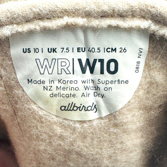 Allbirds Womens Wool Tennis Shoes Size 10 Lace-Up Beige Lightweight Comfortable - Picture 6 of 9